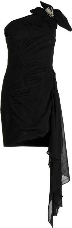PatBO Mini-jurk met bloemenpatch Zwart