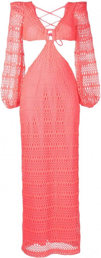 PatBO Maxi-jurk met gehaakt detail Roze