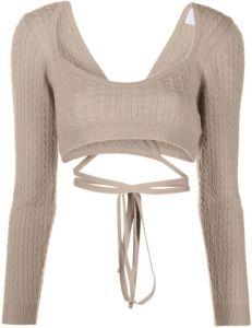Patou cropped tie-fastening top Beige