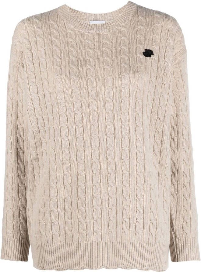 Patou Kabelgebreide trui Beige