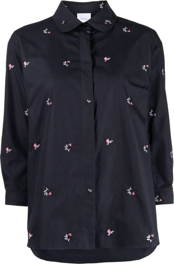 Patou Overhemd met geborduurde bloemen Blauw