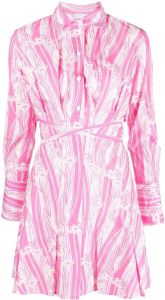 Patou printed tie-waisted shirt dress Roze