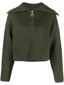 Patou ribbed-knit zip-up jumper Groen