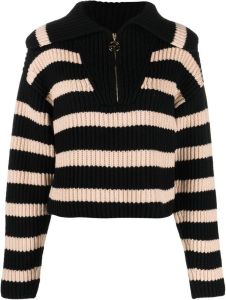 Patou spread-collar striped jumper Zwart