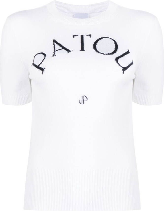 Patou Gebreide top met logo-jacquard Wit