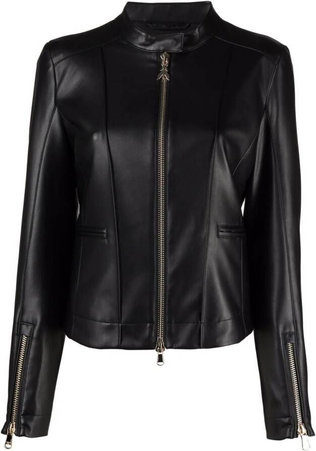 Patrizia Pepe Bikerjack met vlakken Zwart