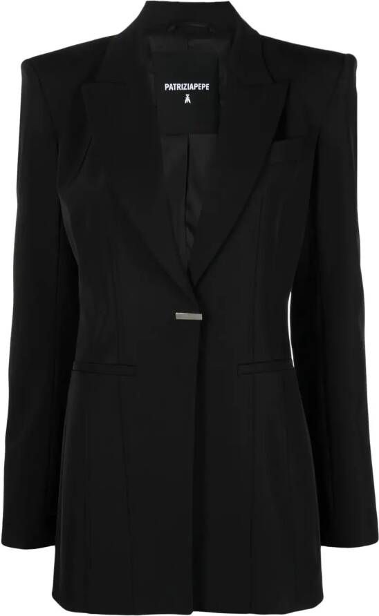 Patrizia Pepe Blazer met enkele rij knopen Zwart