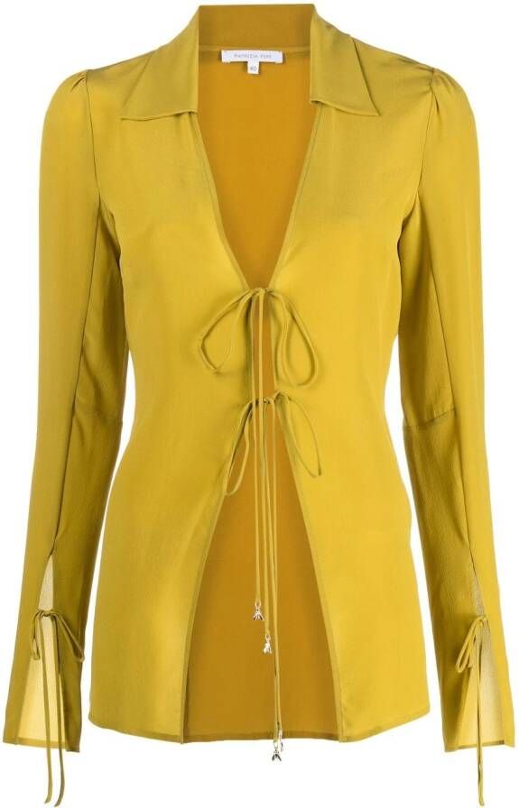 Patrizia Pepe Blouse met gestrikte hals Groen