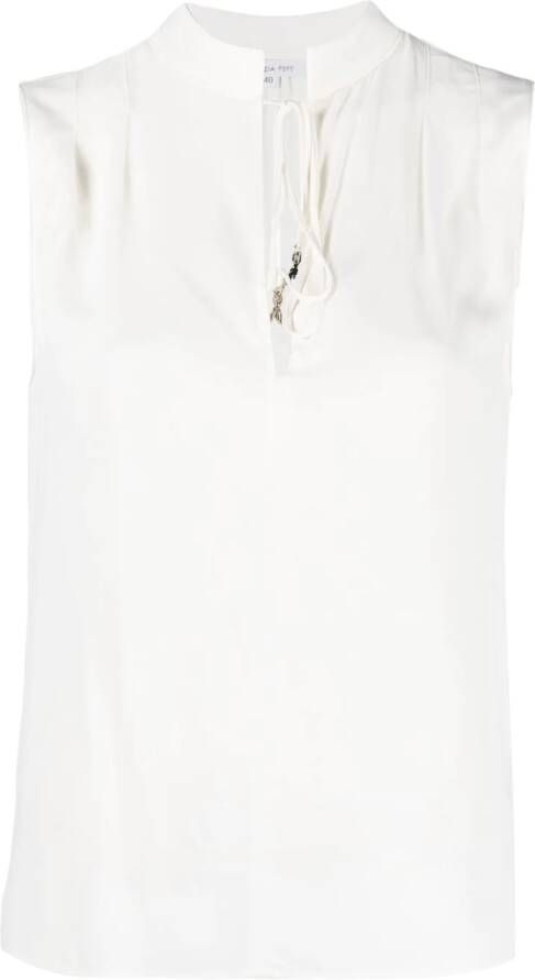 Patrizia Pepe Blouse met gestrikte hals Wit