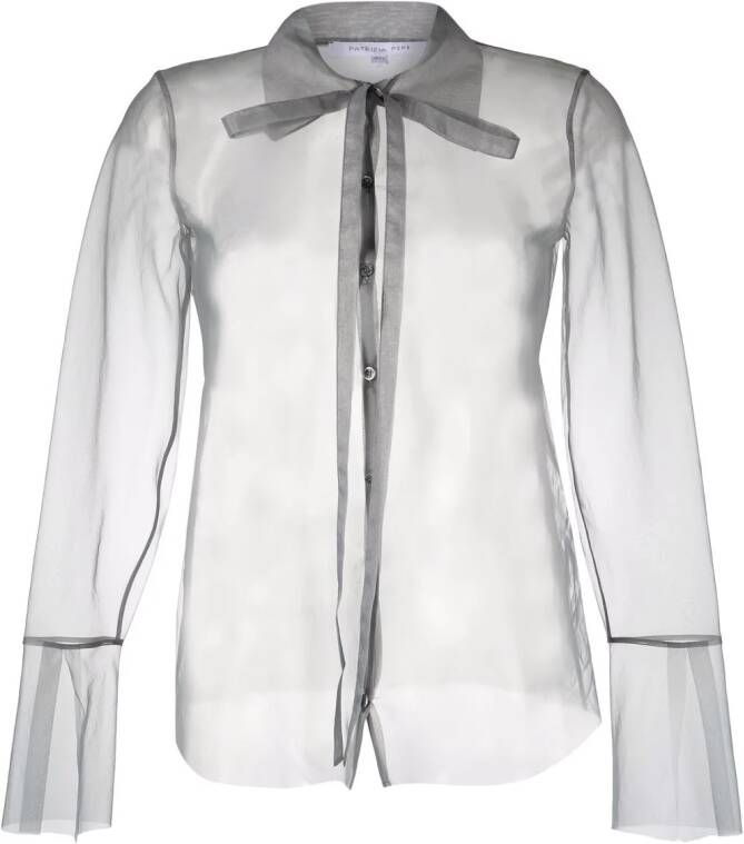 PATRIZIA PEPE Transparante Japanse organza sash shirt Grijs Dames