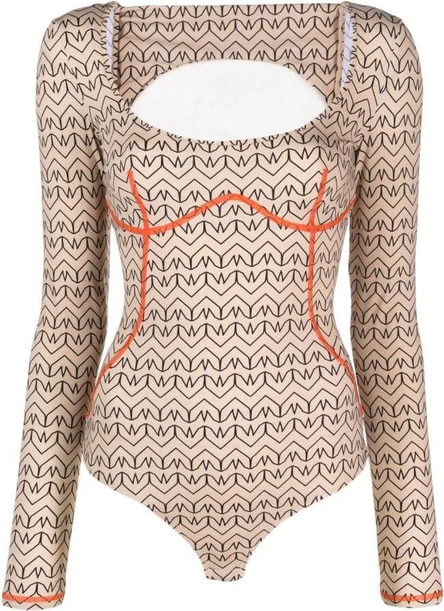 Patrizia Pepe Body met monogram Beige