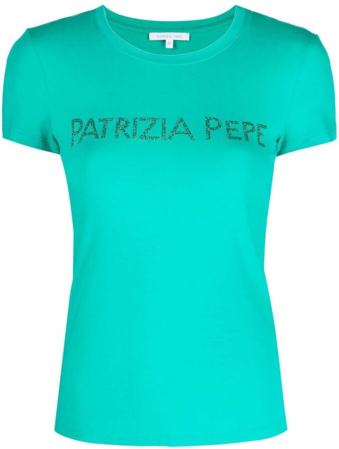 Patrizia Pepe T-shirt verfraaid met kristallen Groen