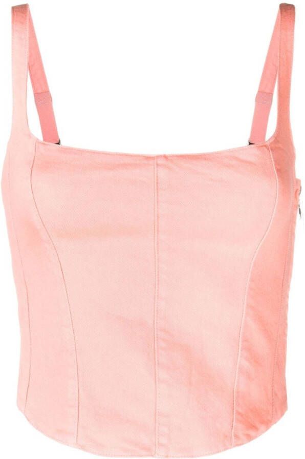 PATRIZIA PEPE Sensuele Denim Rits Corset Oranje Dames