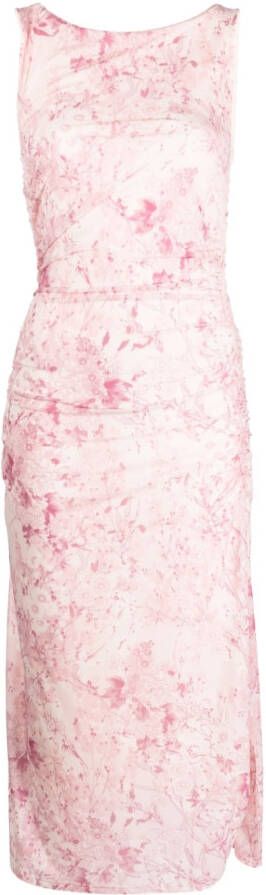 Patrizia Pepe Midi-jurk met gesmockt detail Roze