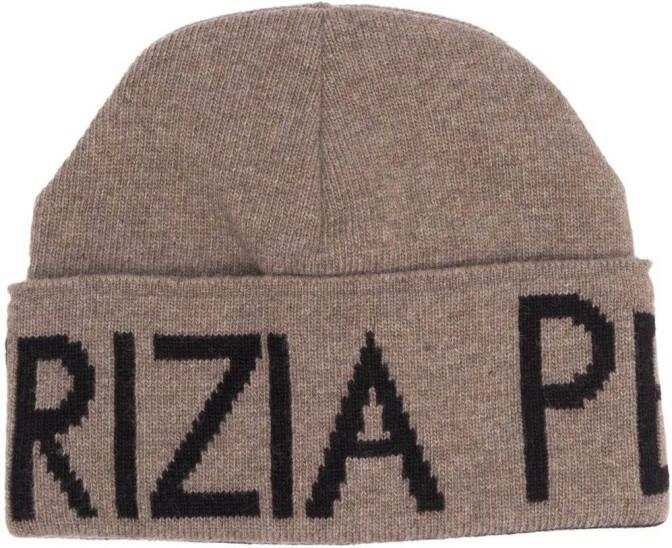 PATRIZIA PEPE Elegante Wolmix Beanie Purple Brown Dames