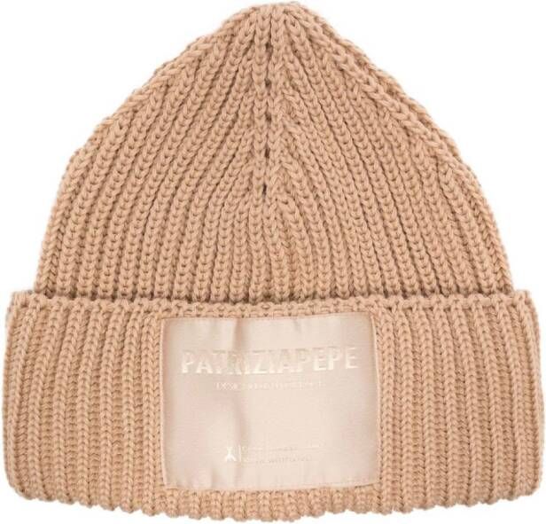 Patrizia Pepe Geribbelde muts Beige