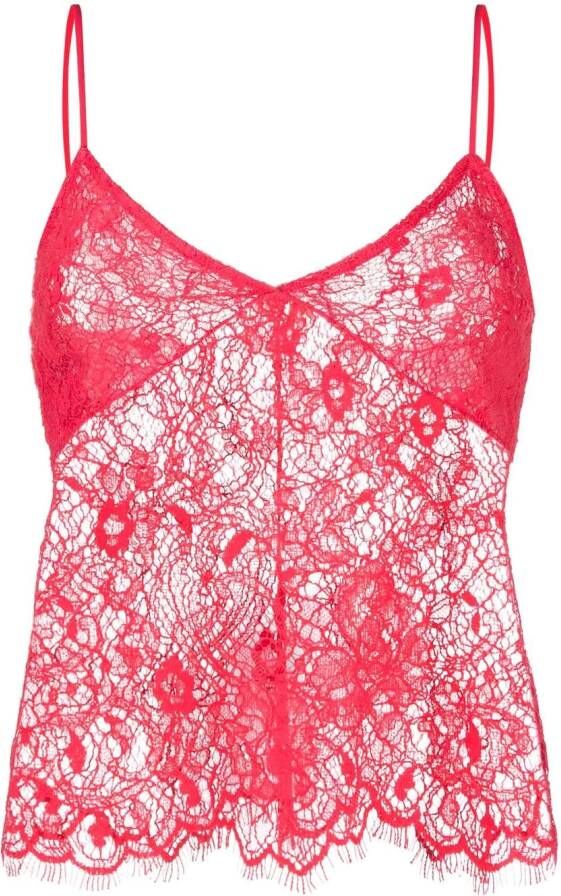 Patrizia Pepe Hemd met bloemenkant Rood