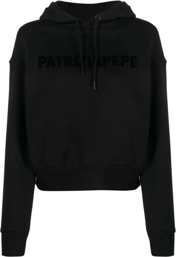 Patrizia Pepe Hoodie met logopatch Zwart