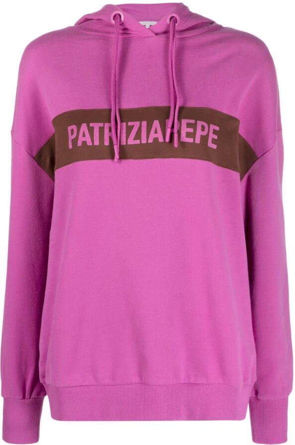 Patrizia Pepe Hoodie met logoprint Paars