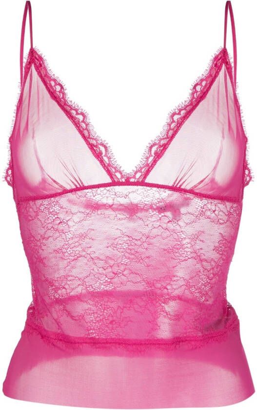 PATRIZIA PEPE Kanten Cami Top met Strikdetails Pink Dames