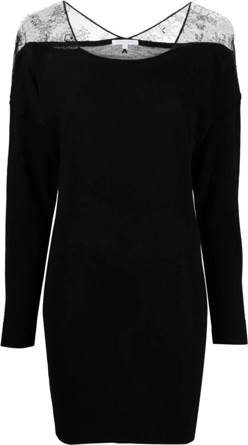 PATRIZIA PEPE Kant-Inzet Mini Jurk Black Dames