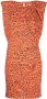 PATRIZIA PEPE Gestreepte Stretch Mini Jurk Orange Dames - Thumbnail 1