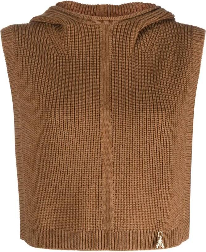 Patrizia Pepe Ribgebreide top Bruin