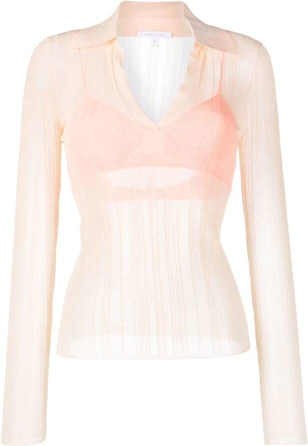 Patrizia Pepe Semi-doorzichtig poloshirt Beige