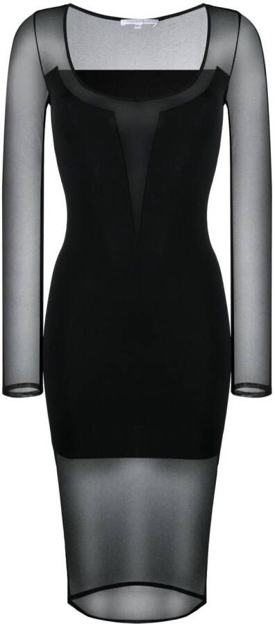 PATRIZIA PEPE Transparante detail Viscose Blend Jurk Zwart Dames