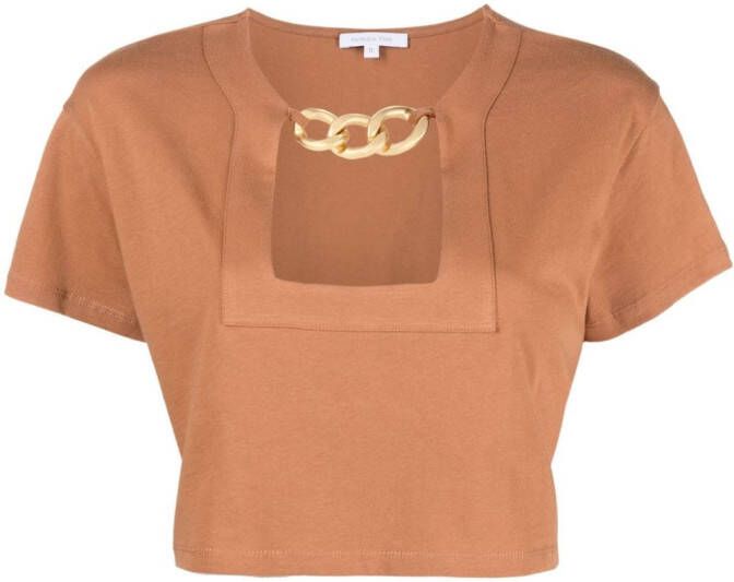 Patrizia Pepe T-shirt met schakelketting detail Bruin