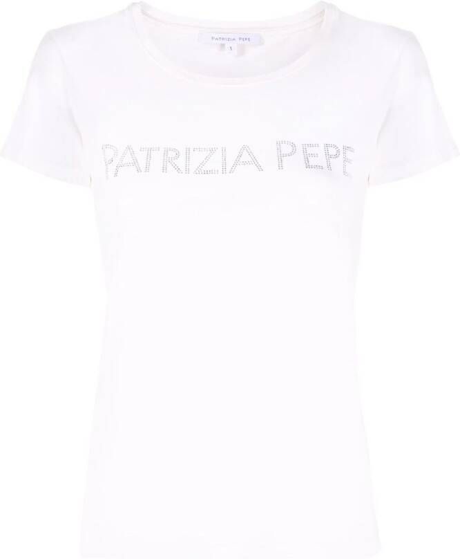 Patrizia Pepe T-shirt met verfraaid logo Wit