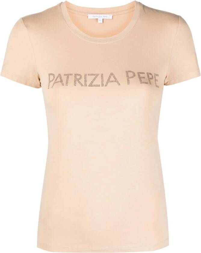 Patrizia Pepe T-shirt verfraaid met stras Beige