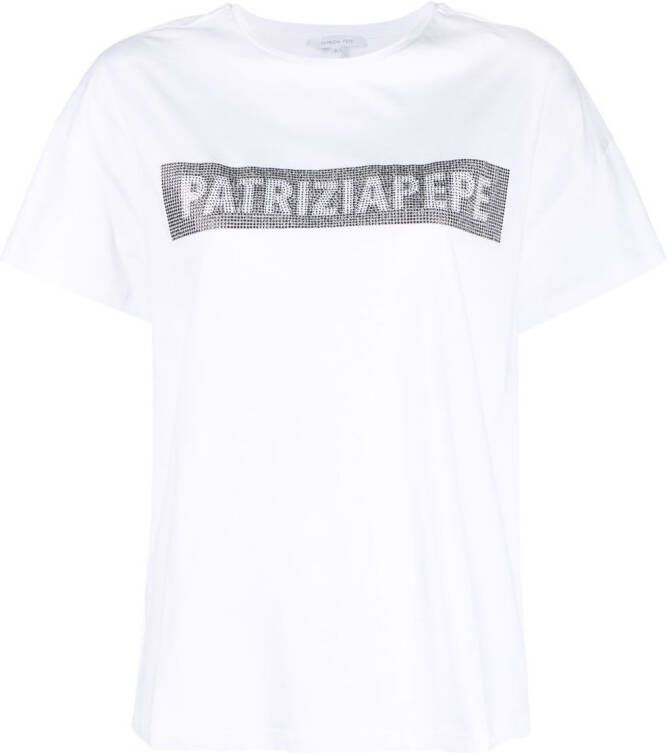 Patrizia Pepe T-shirt verfraaid met stras Wit