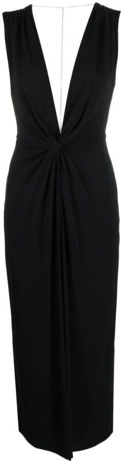 Patrizia Pepe twist-detail midi dress Zwart