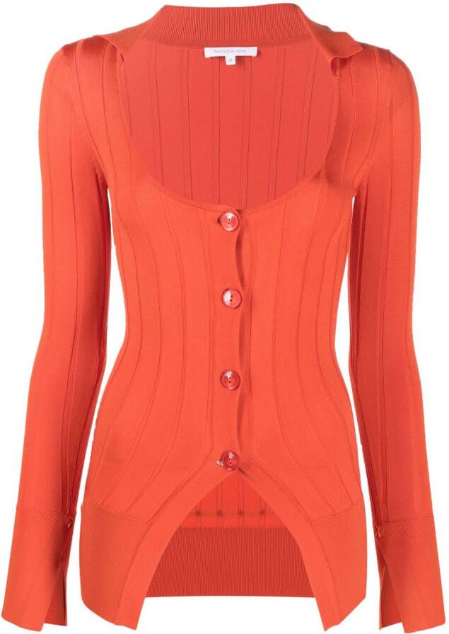 PATRIZIA PEPE Elegante Gebreide Cardigan voor Vrouwen Orange Dames