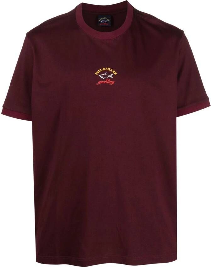 Paul & Shark T-shirt met geborduurd logo Rood