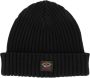 Paul & Shark geribbelde beanie muts Zwart - Thumbnail 1