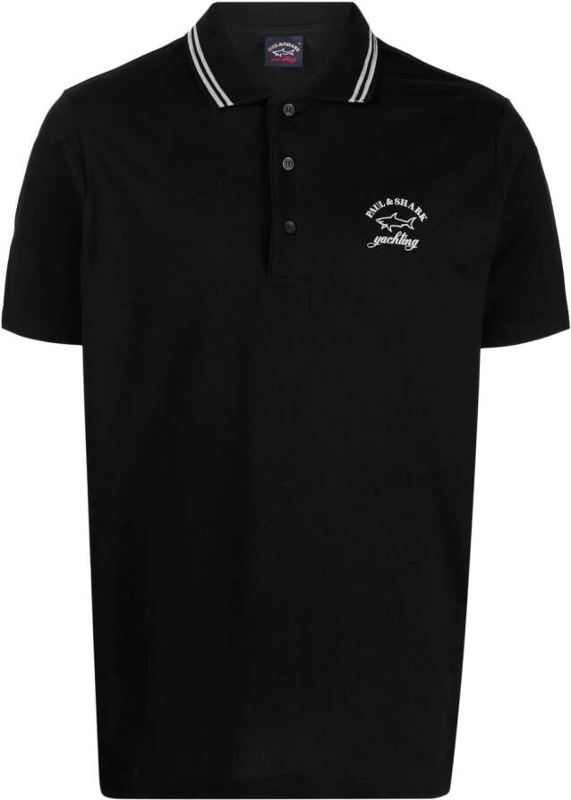 Paul & Shark Poloshirt met logoprint Zwart