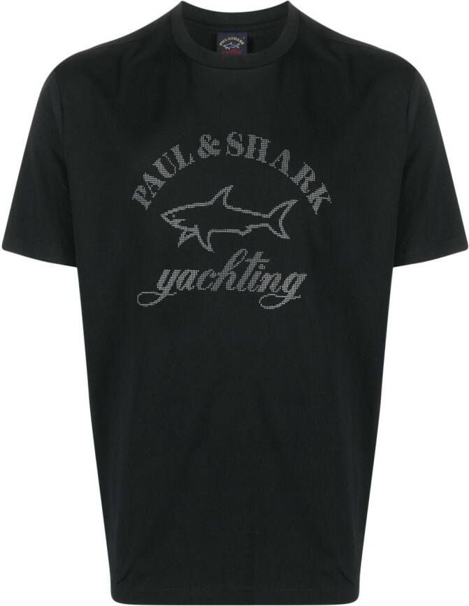 Paul & Shark T-shirt met reflecterende logoprint Zwart