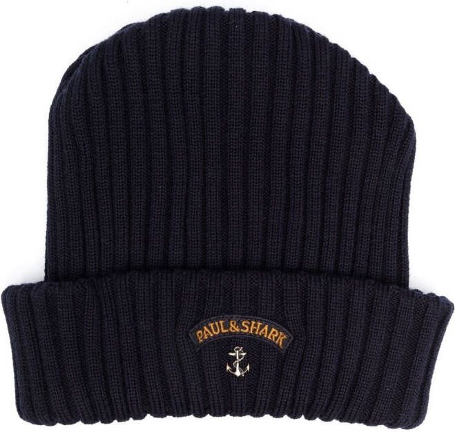Paul & Shark Ribgebreide muts Blauw