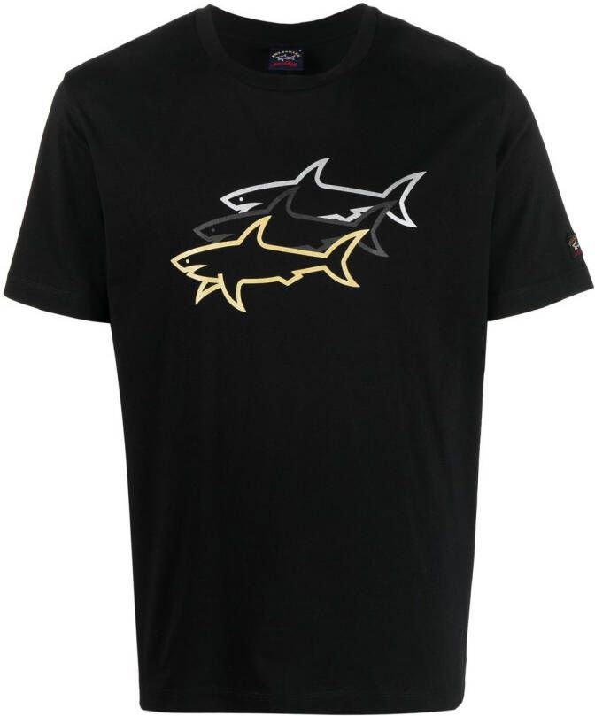 Paul & Shark T-shirt met haaienprint Zwart