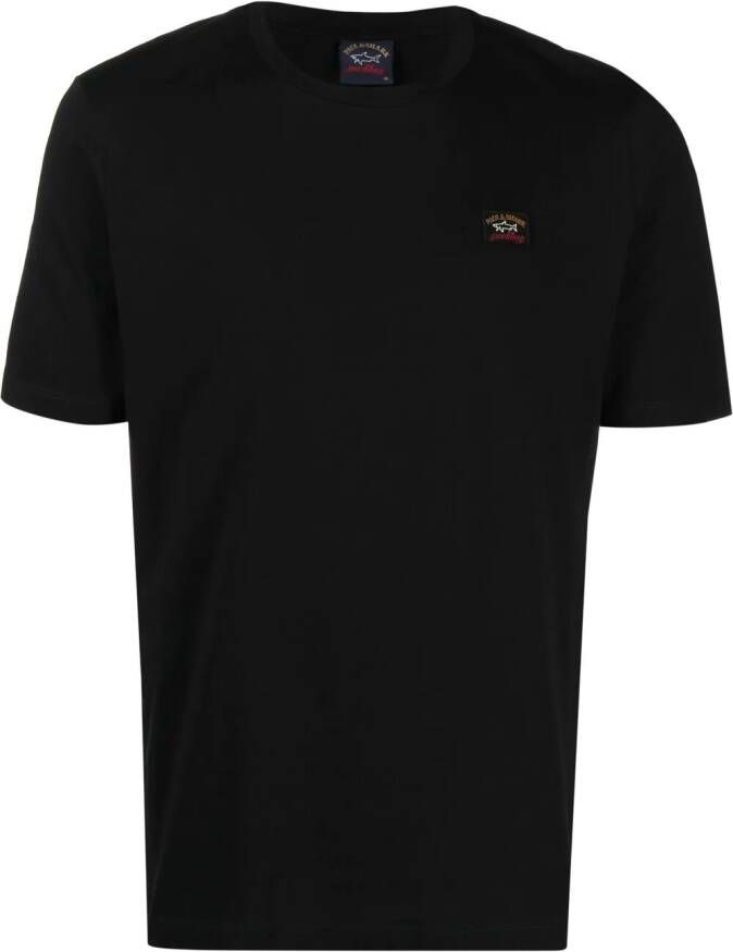 Paul & Shark T-shirt met logopatch Zwart