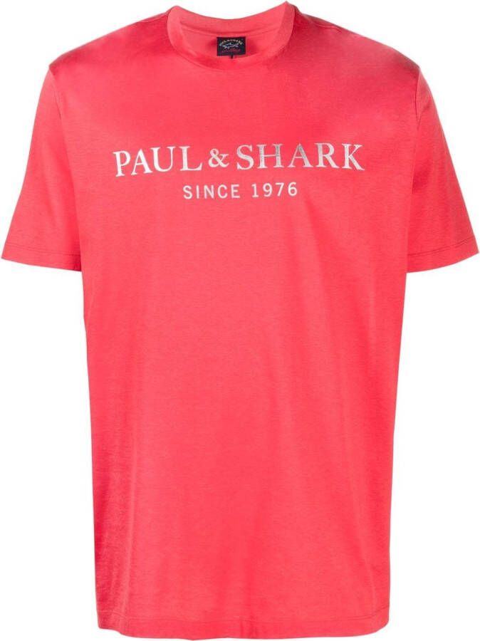 Paul & Shark T-shirt met logoprint Rood