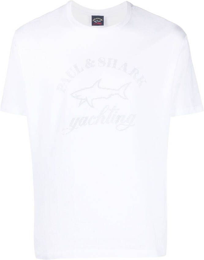 Paul & Shark T-shirt met reflecterende logoprint Wit