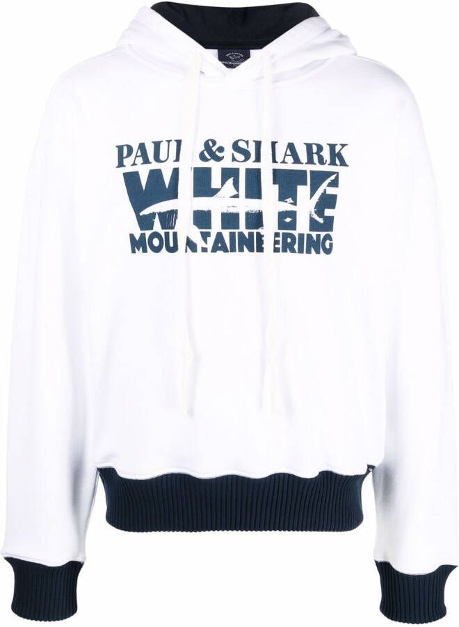 Paul & Shark x White Mountaineering hoodie met logoprint Wit