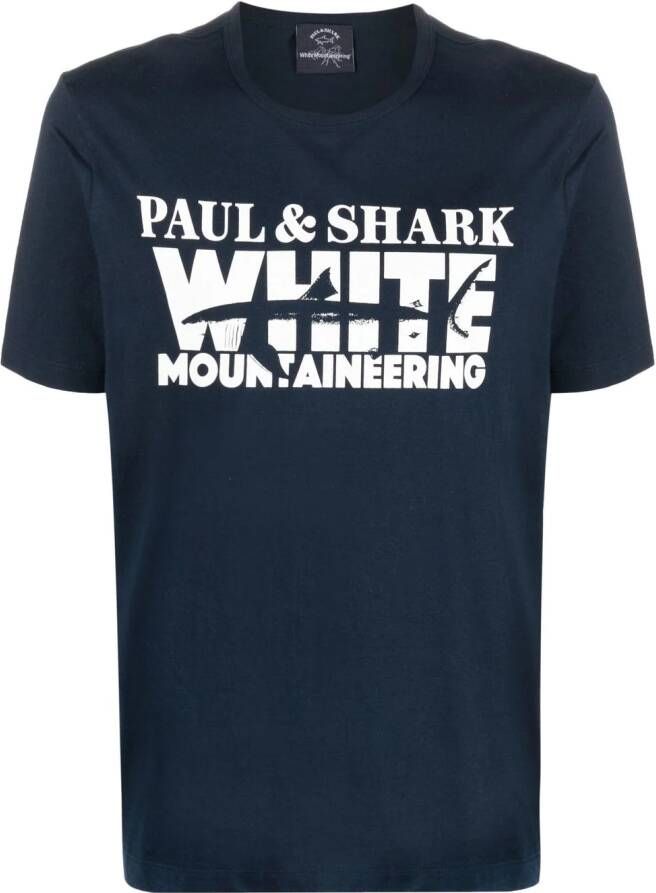 Paul & Shark x White Mountaineering T-shirt met logoprint Blauw