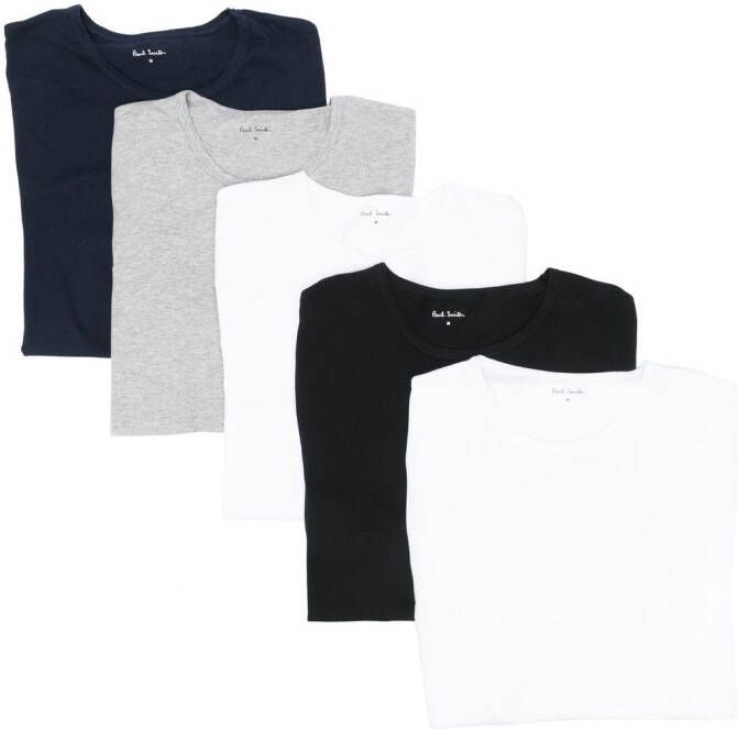Paul Smith 5-pack T-shirts met geborduurd logo Blauw