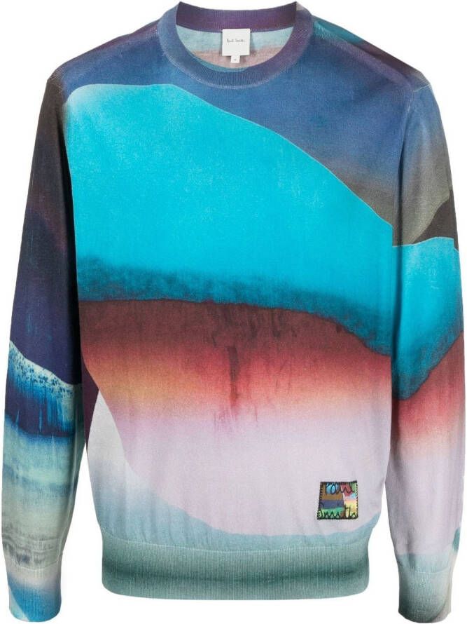 Paul Smith Sweater met colourblocking Blauw