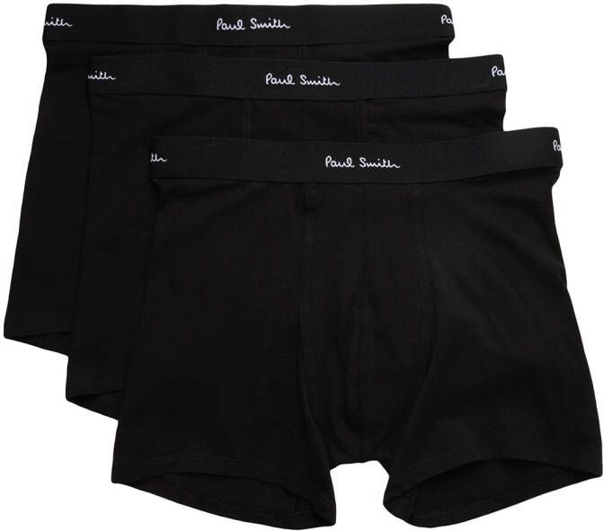Paul Smith Drie boxershorts met logoband Zwart