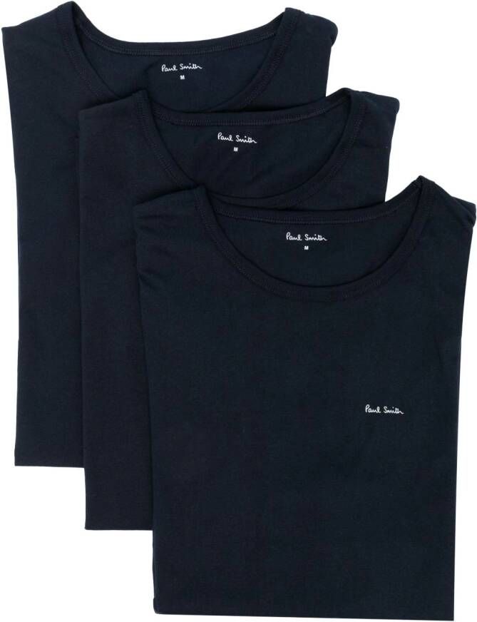 Paul Smith Drie T-shirts met logoprint Blauw
